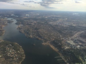 Stockholm från luften. Vi (jag och Håkan) flög mellan Malmö (Sturup) och Luleå (Kallax) via Stockholm (Arlanda)